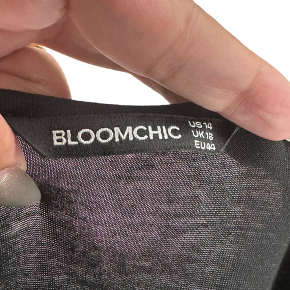 Bloomchic Black Flowey Lace Bottom Spaghetti Strap Black Dress Goth Vibe Size 14 - Picture 5 of 11